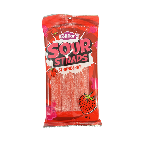 Lolliland Sour Straps Strawberry 160g - Candy Atlas
